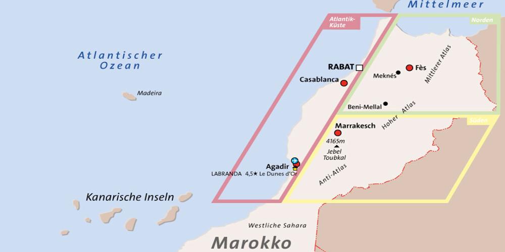 Verschiedene Regionen in Marokko.