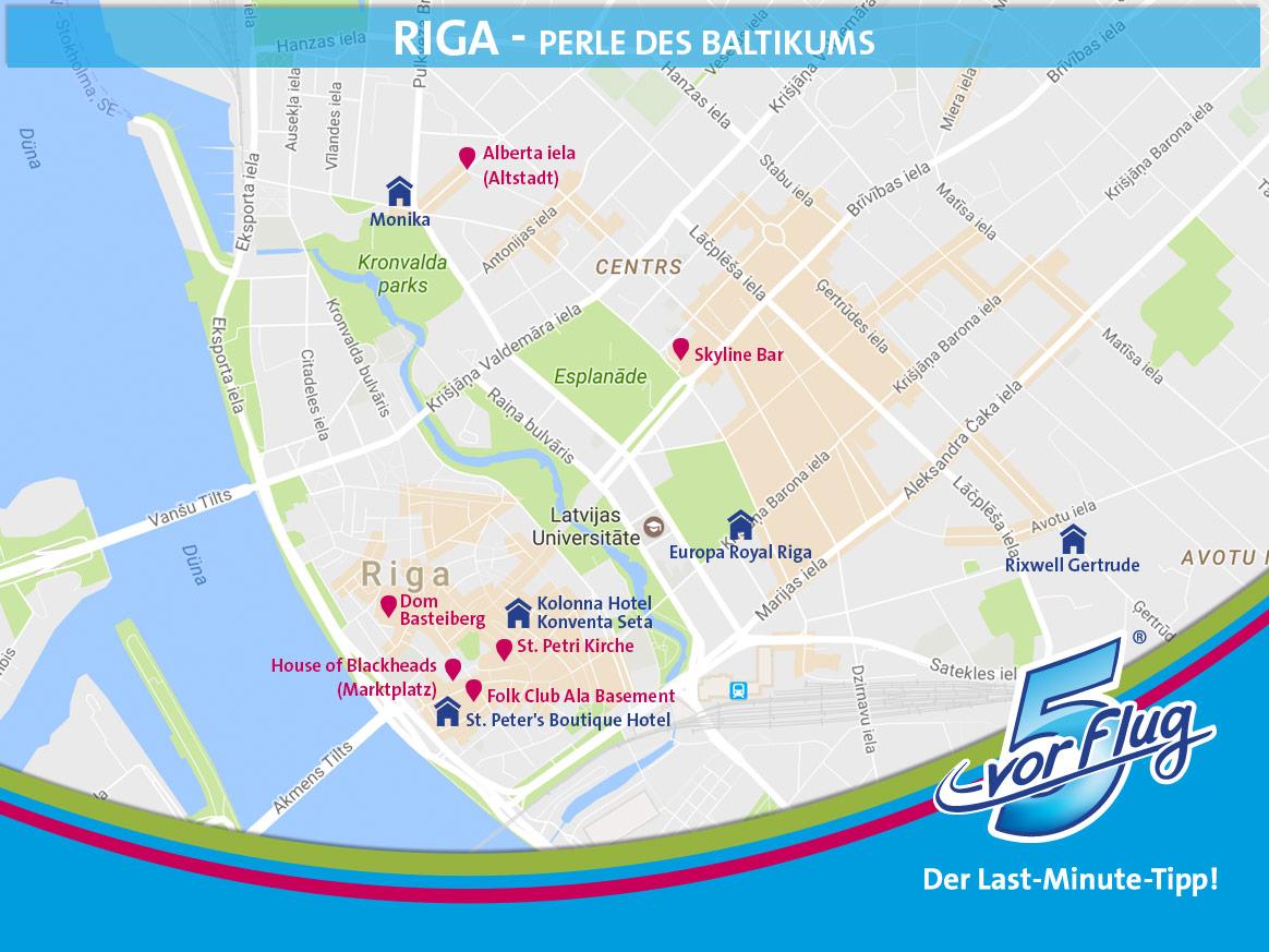 Hotels und Sehenswürdigkeiten in Riga