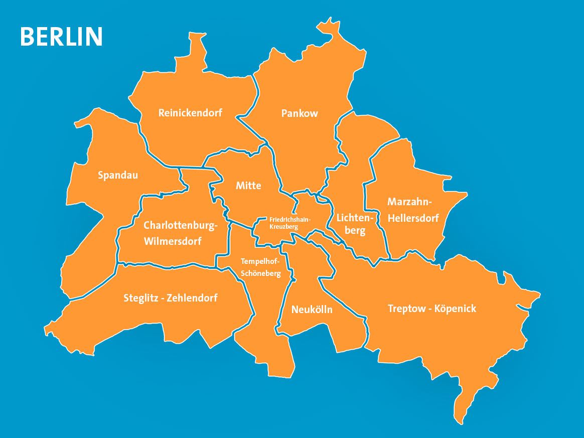 Karte der Bezirke in Berlin