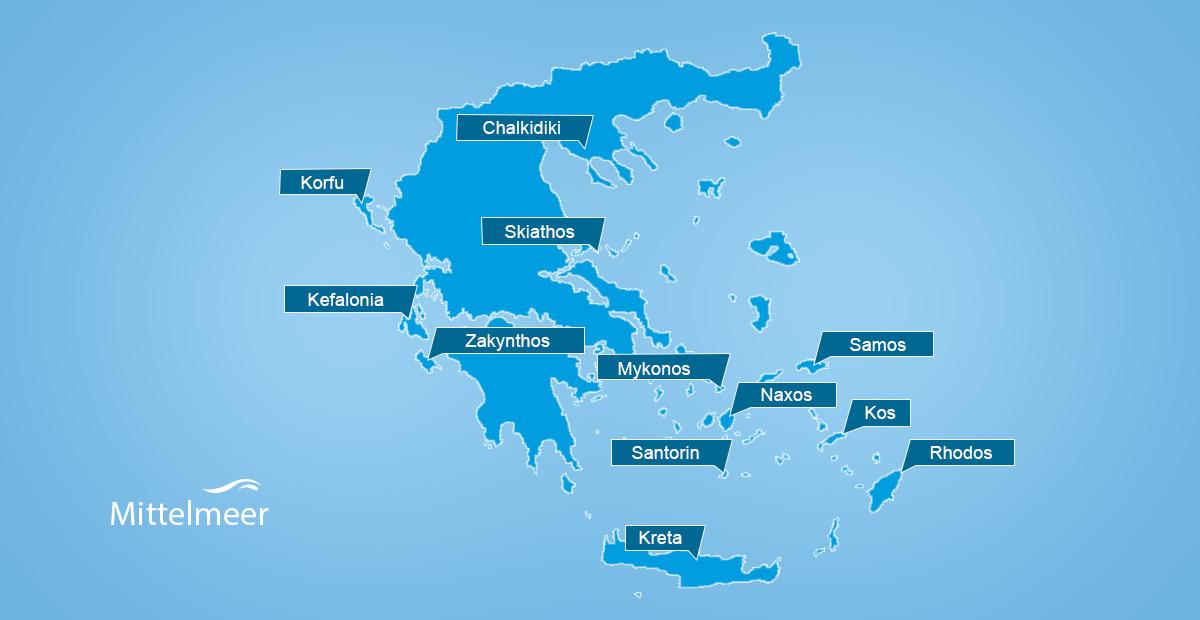Karte mit Regionen in Griechenland