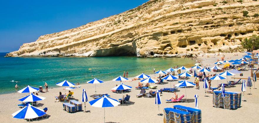 Strand von Matala auf Kreta in Griechenland