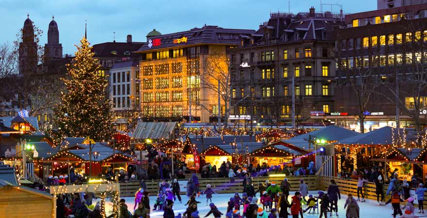 Weihnachtsmarkt in Zürich in der Schweiz