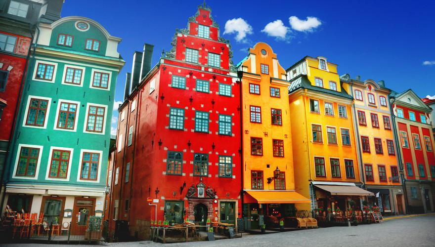 Bunte Häuser in Stockholm.