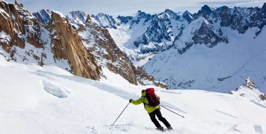 Skifahrer auf dem Montblanc in Frankreich