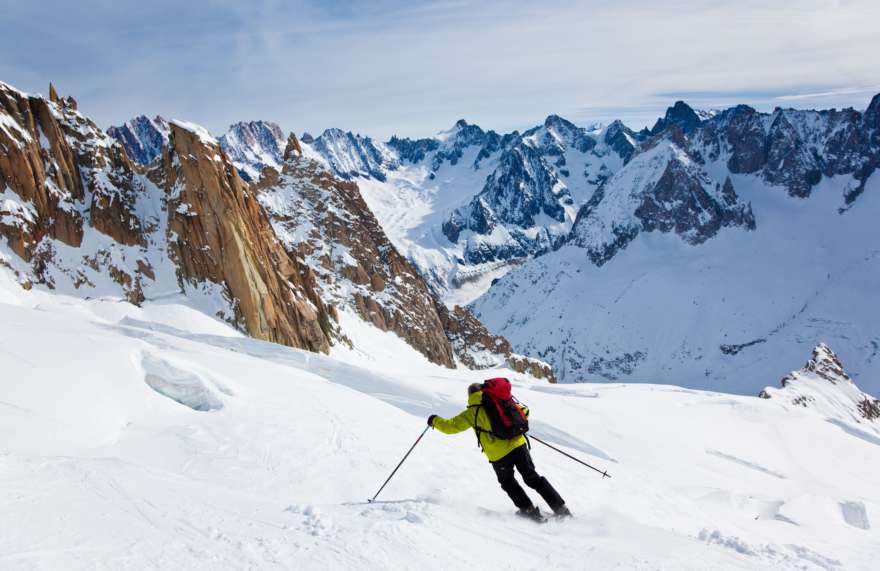 Skifahrer auf dem Montblanc