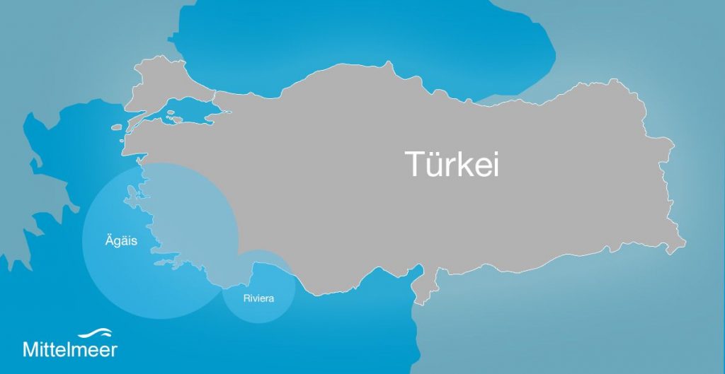 Karte türkische Ägäis und türkische riviera