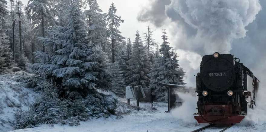 Brocken im Winter im Harz in Deutschland