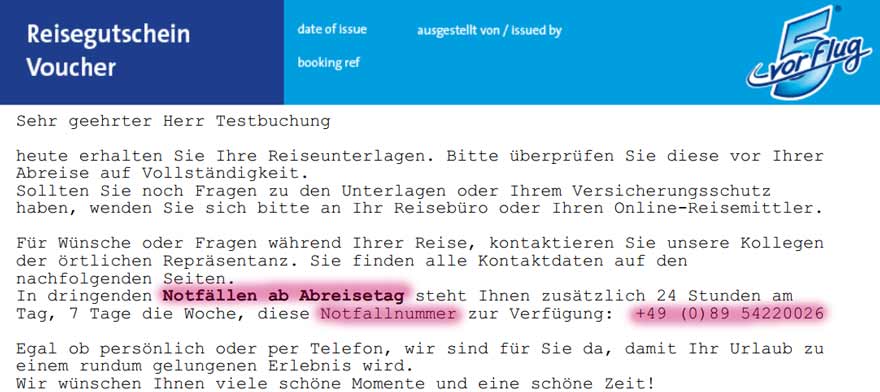 Reiseunterlagen von 5vorFlug