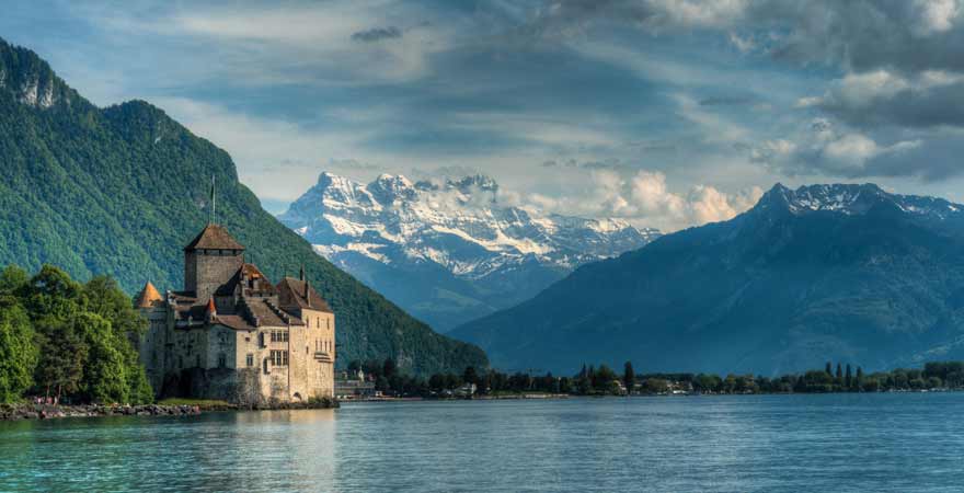 Schloss Chillon am Genfer See in der Schweiz
