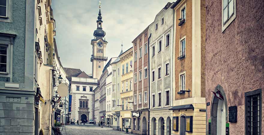 Gasse in Linz in Österreich