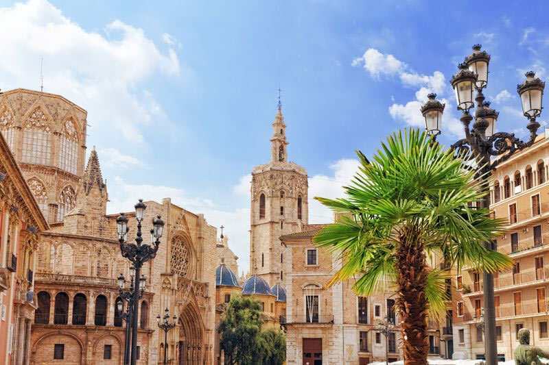 Saint Marys Platz und die Kathedrale in Valencia