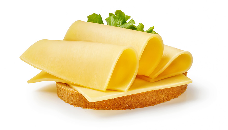 Käsescheiben, Salatblatt, Brot