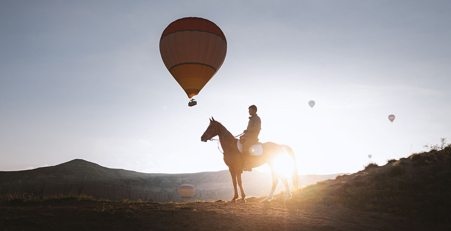 Reiten Pferd Sonnenaufgang Kappadokien