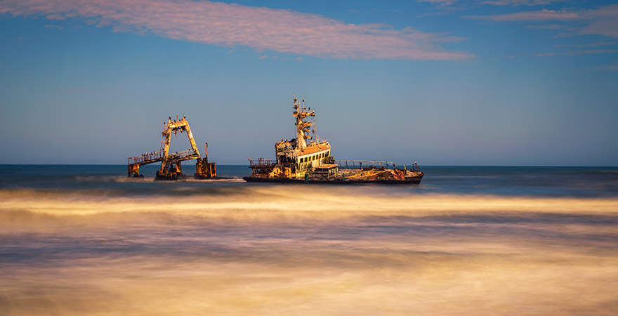 Schiffswrack Schiff Skelettküste, Namibia