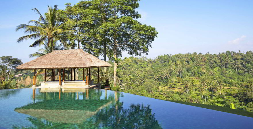 Infinitypool auf Bali mit Blick in den Dschungel
