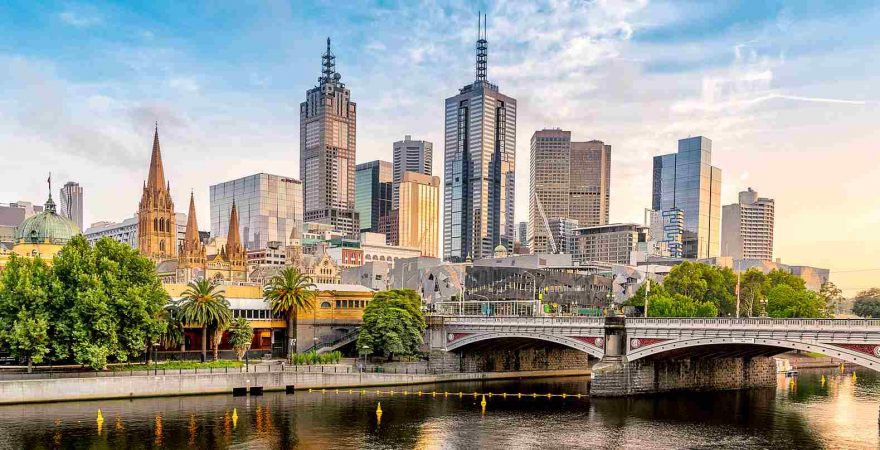 Blick über den Yarra River auf Melbourne