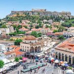 Monastiraki-Platz und Akropolis in Athen, Griechenland